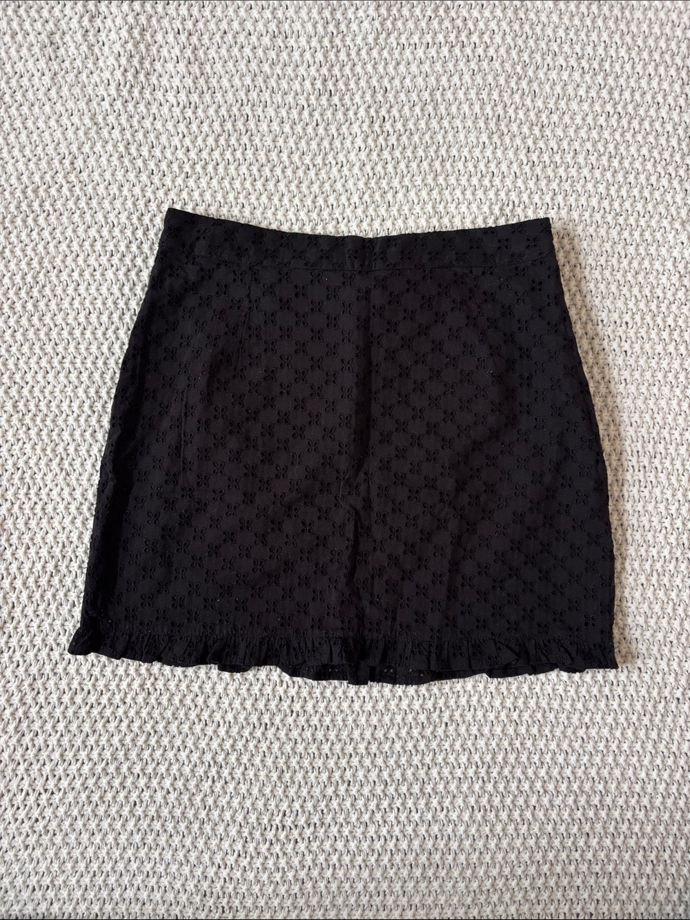 Cotton On Black Eyelet Lace Ruffle Hem Mini Skirt Size M Coquette NWT